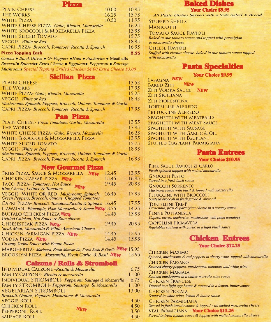 Pizza Delizia Italian Restaurant-Menu